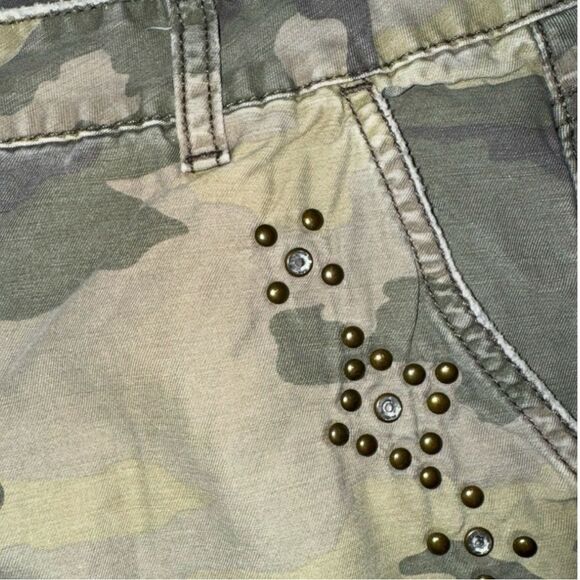 💎 Y2K Jordache Camo Micro Mini Skirt Studded Army Green Junior's 11/12 Low Rise - Picture 10 of 16
